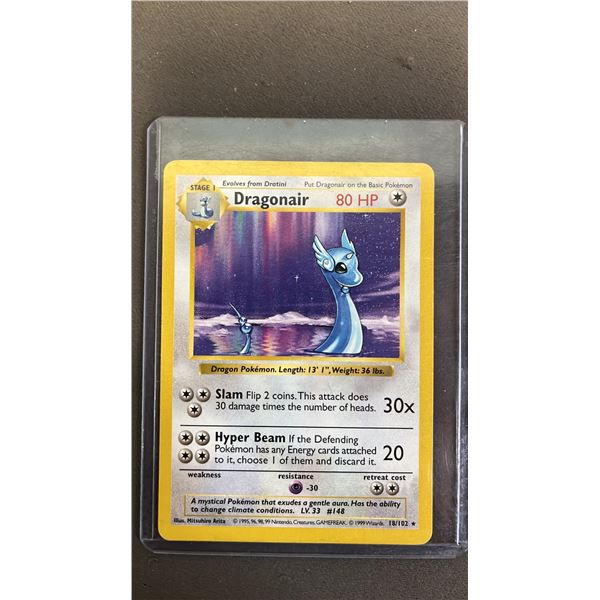 1999 DRAGONAIR 18/102 SHADOWLESS BASE SET POKEMON CARD