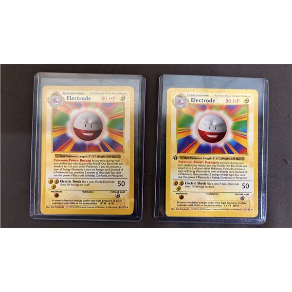 (2) 1999 ELECTRODE 21/102 POKEMON CARDS: (1) 1ST EDITION & (1) SHADOWLESS