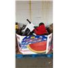 Image 1 : PALLET OF ASSORTED ITEMS INCLUDING; DYSON VACUUM, KIDS SCOOTER, DESK FANS & MORE