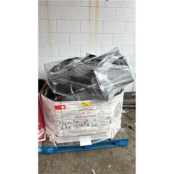PALLET OF ASSORTED ITEMS INCLUDING; BAR STOOLS, FOAM MATTRESS TOPPERS & MORE