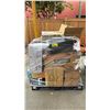 Image 1 : PALLET OF ASSORTED ITEMS INCLUDING; HOMEDICS SAUNA, UNIVERSAL JUICERS, LUGGAGE & MORE