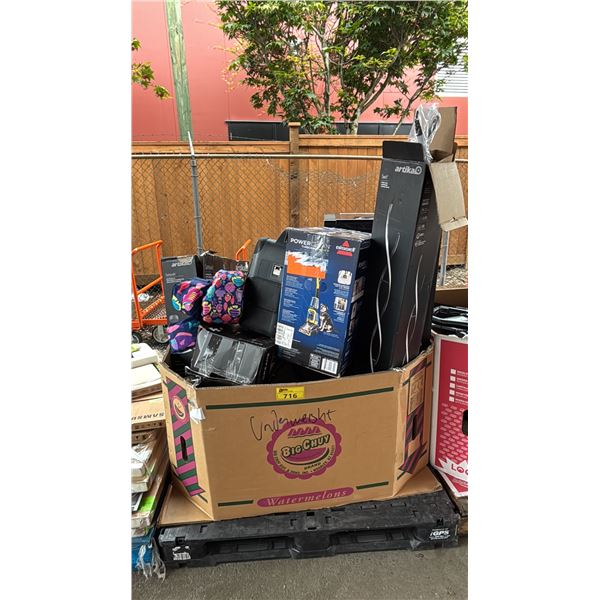 PALLET OF ASSORTED ITEMS INCLUDING; BISSELL POWERCLEAN TURBOBRUSH PET CLEANER, ARTIKA LIGHTING, ION