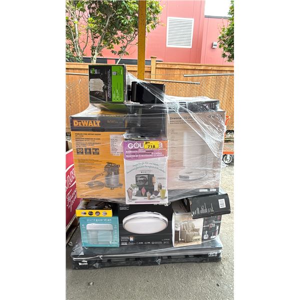 PALLET OF ASSORTED ITEMS INCLUDING; LIGHTING, DREAME E30 ULTRA ROBOT VACUUM & MOP, GOURMIA SOFT