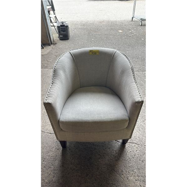 STUDDED FABRIC LOUNGE CHAIR