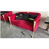 Image 2 : GOLD RAM MOTIF VELVET SOFA WITH THROW PILLOWS
