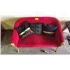 Image 3 : GOLD RAM MOTIF VELVET SOFA WITH THROW PILLOWS