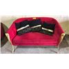 Image 1 : GOLD RAM MOTIF VELVET SOFA WITH THROW PILLOWS