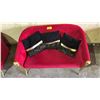 Image 3 : GOLD RAM MOTIF VELVET SOFA WITH THROW PILLOWS