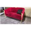 Image 2 : GOLD RAM MOTIF VELVET SOFA WITH THROW PILLOWS
