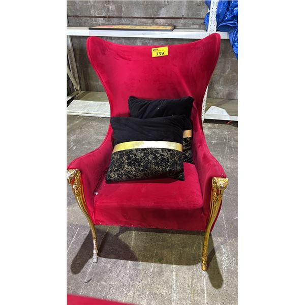 GOLD RAM MOTIF VELVET LOUNGE CHAIR