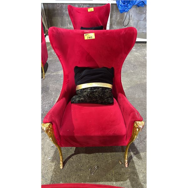 GOLD RAM MOTIF VELVET LOUNGE CHAIR