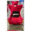 Image 1 : GOLD RAM MOTIF VELVET LOUNGE CHAIR