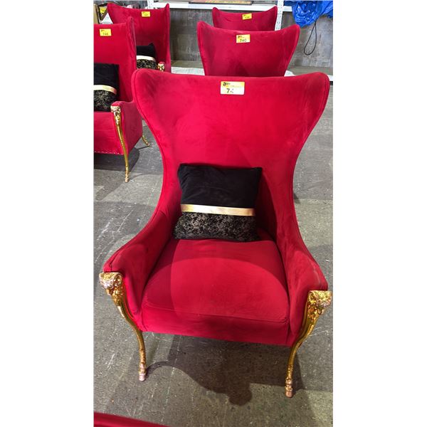 GOLD RAM MOTIF VELVET LOUNGE CHAIR
