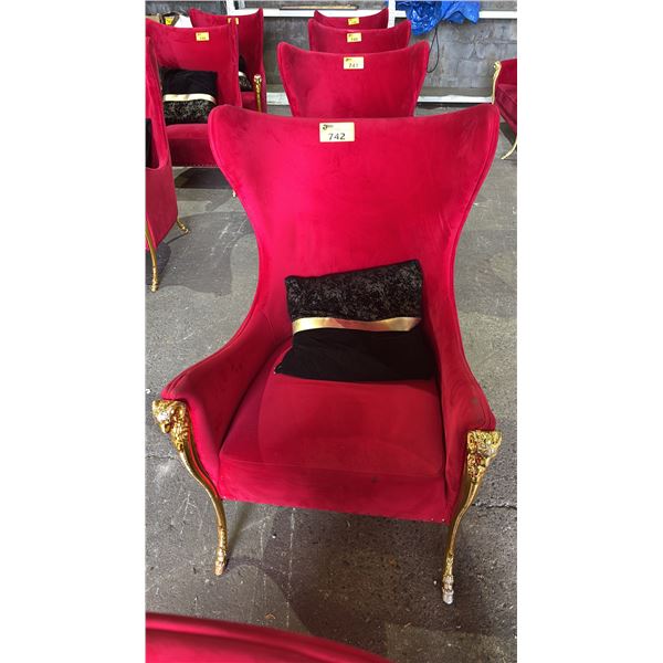 GOLD RAM MOTIF VELVET LOUNGE CHAIR