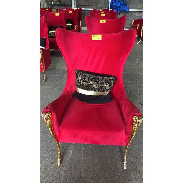 GOLD RAM MOTIF VELVET LOUNGE CHAIR