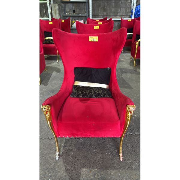 GOLD RAM MOTIF VELVET LOUNGE CHAIR