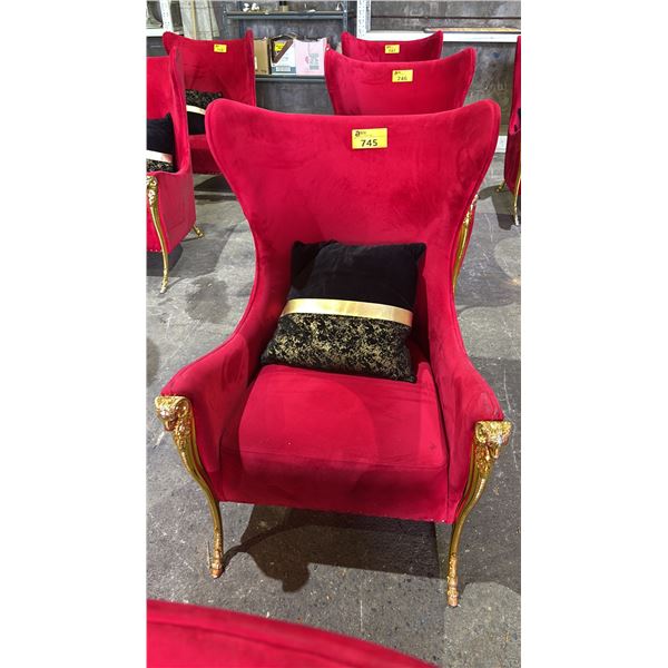 GOLD RAM MOTIF VELVET LOUNGE CHAIR