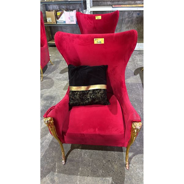 GOLD RAM MOTIF VELVET LOUNGE CHAIR