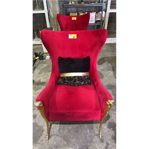 GOLD RAM MOTIF VELVET LOUNGE CHAIR