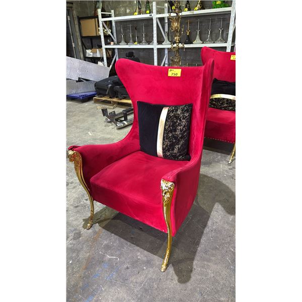 GOLD RAM MOTIF VELVET LOUNGE CHAIR