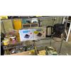 Image 1 : SHELF OF ASSORTED ITEMS INCLUDING; CHARCOAL STARTERS, ELECTRIC KETTLE, MOLASSES & MORE