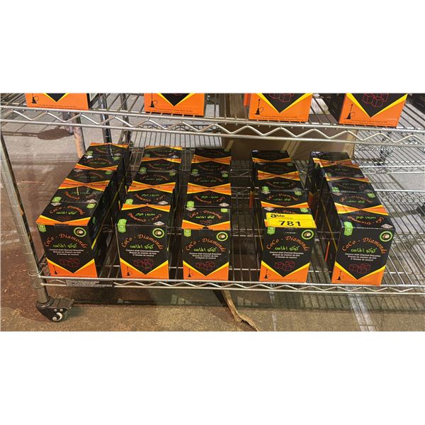 SHELF OF COCO DIAMOND COCONUT SHELL CHARCOAL BRIQUETTES