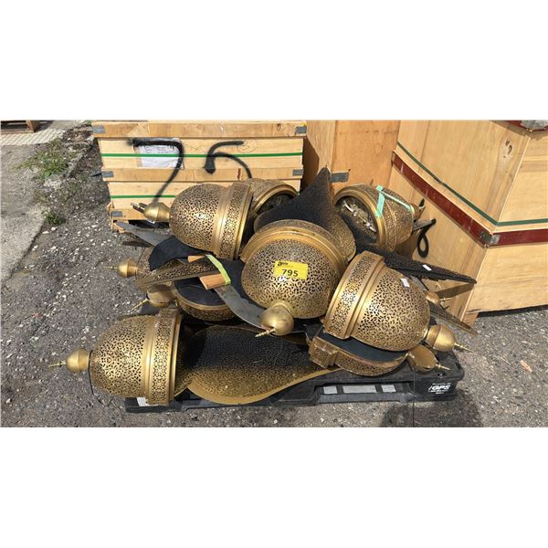 PALLET OF LARGE MOROCCAN-STYLE BRASS FILIGREE WALL SCONCES *MUST TAKE ALL ON PALLET*