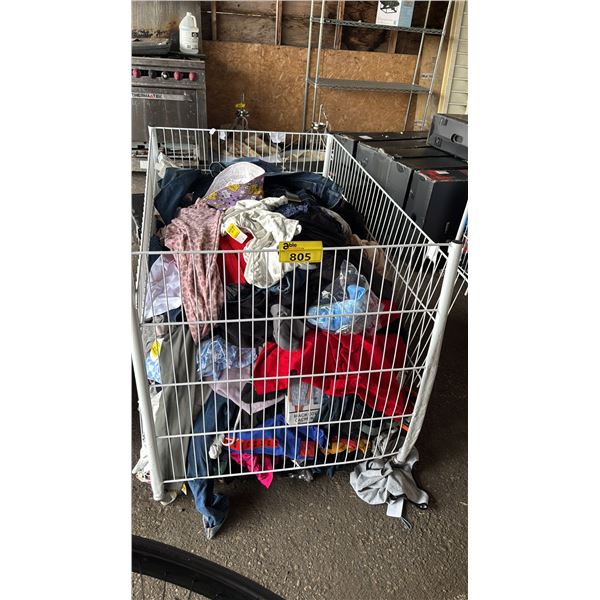 ROLLING METAL WIRE BIN OF ASSORTED CLOTHING *MUST TAKE ALL*