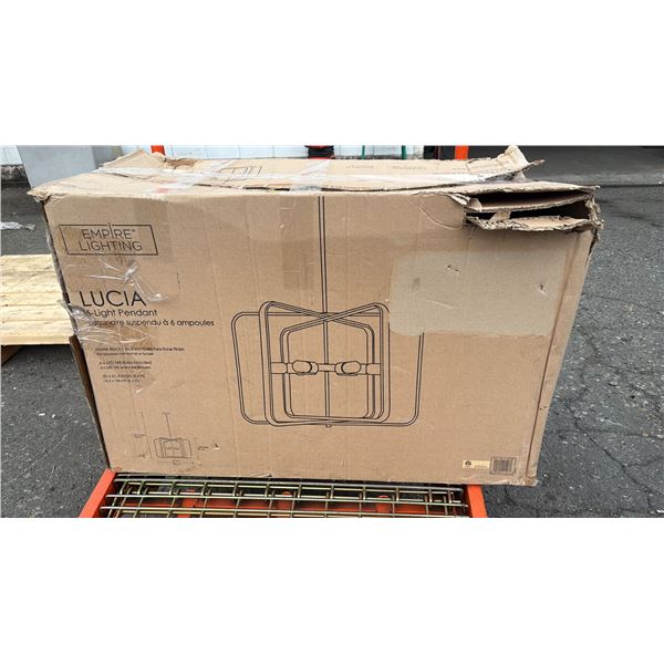 EMPIRE LIGHTING "LUCIA" 6 BULB PENDANT LIGHT  *WORKING CONDITION UNKNOWN/MAY BE MISSING PARTS AND OR
