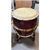 Image 2 : PAIR OF 23" DIAMETER TAIKO DRUMS WITH WOOD STANDS