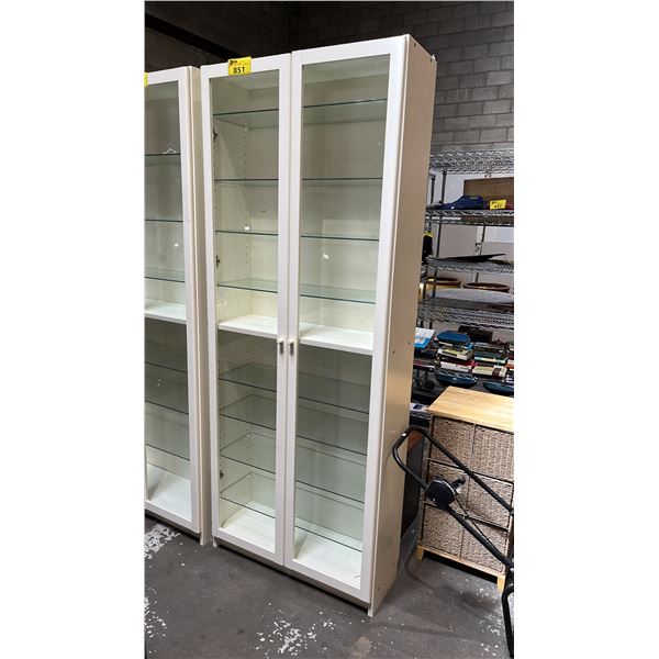 WOOD 2-DOOR 9-SHELF DISPLAY CABINET