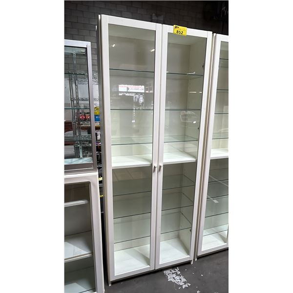 WOOD 2-DOOR 9-SHELF DISPLAY CABINET