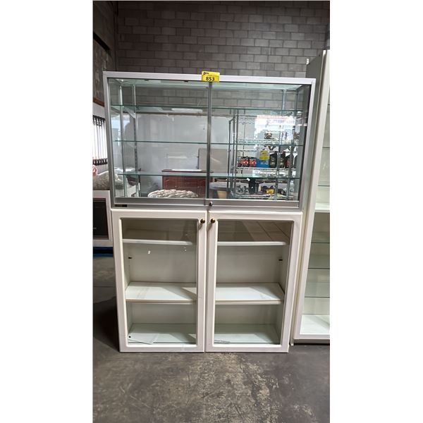 WOOD 2-DOOR DISPLAY CABINET & METAL & GLASS 3-TIER DISPLAY CABINET