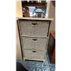Image 2 : WOOD TWIN HEADBOARD WITH SHELVES & 3 DRAWER WOOD & SEAGRASS STORAGE UNIT