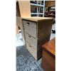 Image 3 : WOOD TWIN HEADBOARD WITH SHELVES & 3 DRAWER WOOD & SEAGRASS STORAGE UNIT