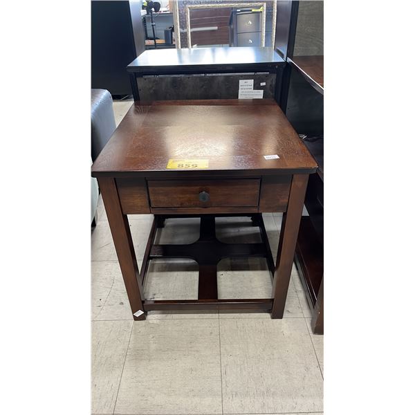 WOOD SIDE TABLE WITH STORAGE DRAWER