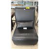 Image 2 : BLACK FAUX LEATHER ARMLESS CHAIR WITH LUMBAR PILLOW: *UPHOLSTERY IS CRACKING IN SEVERAL AREAS*