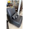 Image 3 : BLACK FAUX LEATHER ARMLESS CHAIR WITH LUMBAR PILLOW: *UPHOLSTERY IS CRACKING IN SEVERAL AREAS*