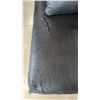 Image 4 : BLACK FAUX LEATHER ARMLESS CHAIR WITH LUMBAR PILLOW: *UPHOLSTERY IS CRACKING IN SEVERAL AREAS*