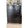 Image 1 : WOOD 5-DRAWER TALLBOY DRESSER WITH MATCHING 3-DRAWER SIDE TABLE