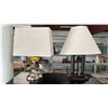 Image 1 : (2) CONTEMPORARY TABLE LAMPS WITH SHADES *BOTH ARE MISSING THEIR HARPS*