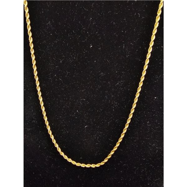 *NEW* GOLD PLATED 2MM TWISTED ROPE NECKLACE; 23" LONG