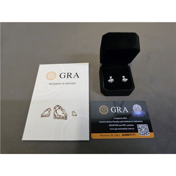 *NEW* .925 SILVER MOISSANITE LAB DIAMOND PRINCESS CUT DANGLE EARRINGS: 1 CT EACH EARRING