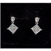 Image 2 : *NEW* .925 SILVER MOISSANITE LAB DIAMOND PRINCESS CUT DANGLE EARRINGS: 1 CT EACH EARRING