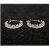Image 1 : *NEW* PLATINUM PLATED 2 CTW EACH SIMULATED DIAMOND (CZ) HUGGIE EARRINGS:  19MM