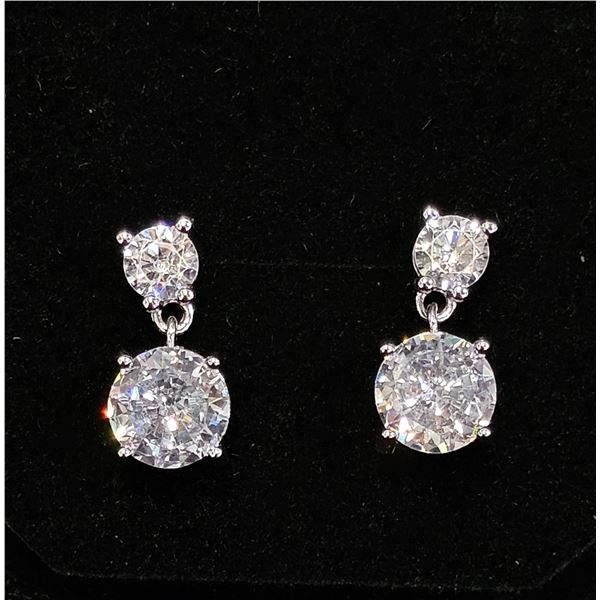 *NEW* .925 SILVER 2.5 CTW EACH SIMULATED DIAMOND (CZ) DANGLE EARRINGS