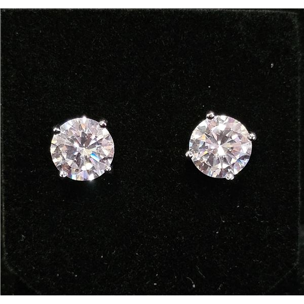 *NEW* .925 SILVER 3CT EACH SIMULATED DIAMOND (CZ) STUD EARRINGS