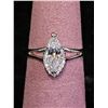 Image 1 : *NEW* PLATINUM PLATED 1CT MARQUISE CUT SIMULATED DIAMOND (CZ) SEMI-HALO RING: SIZE 6