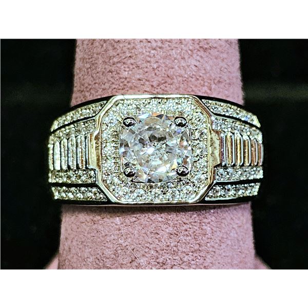 *NEW* .925 SILVER 1CT SIMULATED DIAMOND (CZ) MAN'S RING: RESIZEABLE