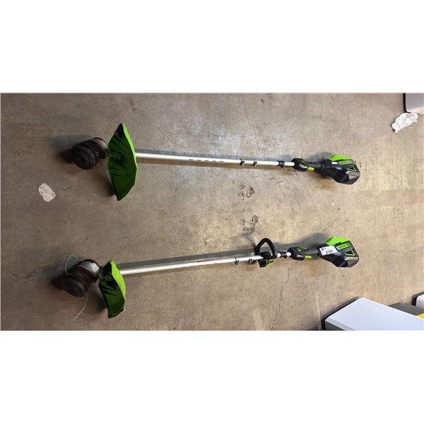 (2) GREENWORKS PRO CORDLESS TRIMMERS *NO BATTERIES/NO CHARGERS/WORKING CONDITION UNKNOWN/MAY BE
